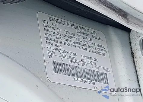 2017 Nissan Rogue Sport Sv from USA, damaged, VIN JN1BJ1CR8HW101398